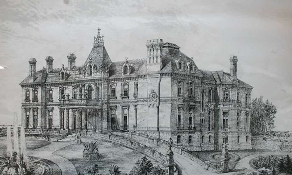 Architectural drawing of Oldway Mansion, c.1875