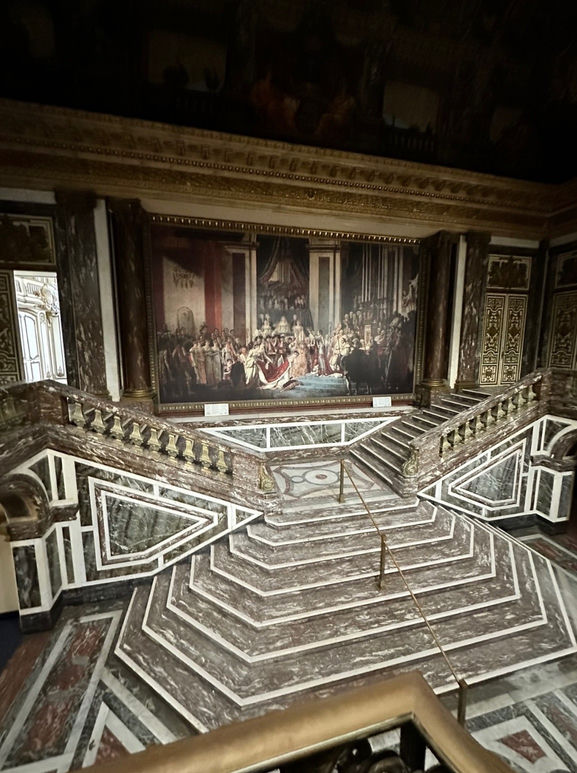 The grand marble staircase inside Oldway Mansion
